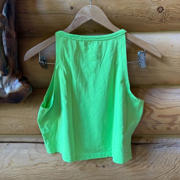 Alphalete Cropped Muscle Tank in Lime Green - Picture 2 of 4